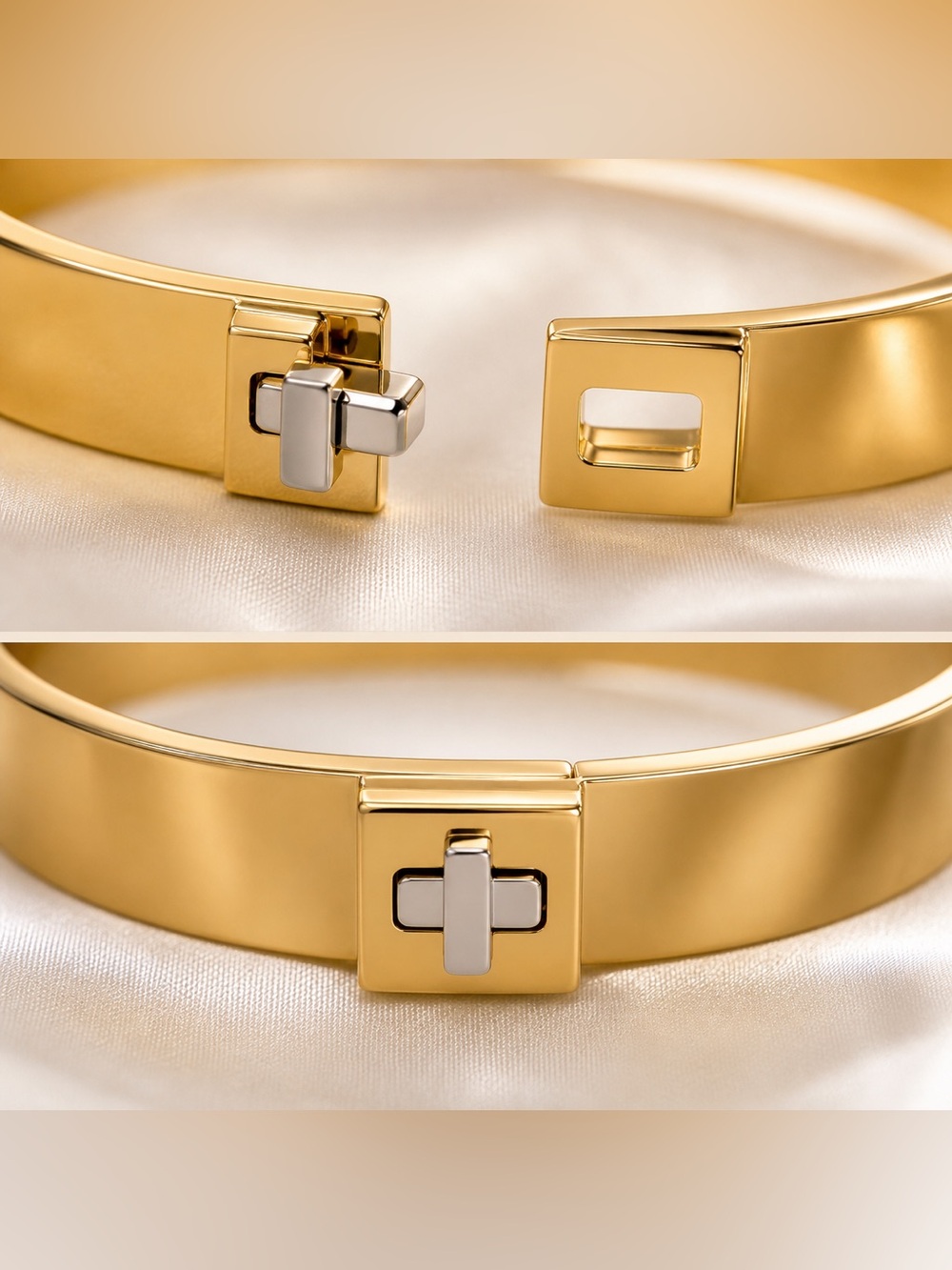Kate Spade Phoebe Turnlock Gold Hinged Bangle Bracelet Wide Cuff - Picture 5 of 6